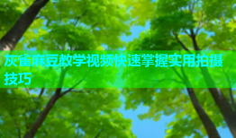 灰雀麻豆教学视频快速掌握实用拍摄技巧