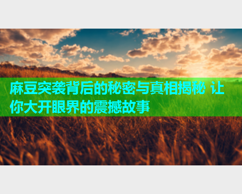 麻豆突袭背后的秘密与真相揭秘 让你大开眼界的震撼故事
