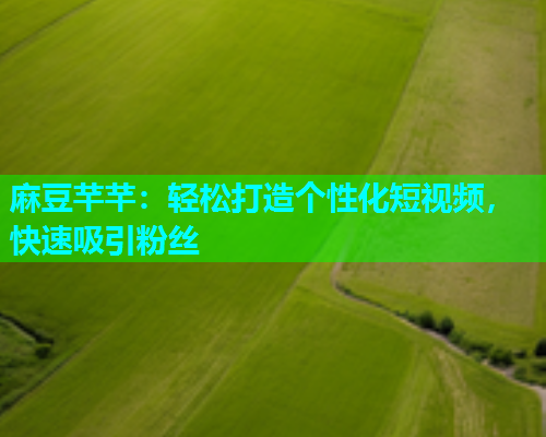 麻豆芊芊：轻松打造个性化短视频，快速吸引粉丝